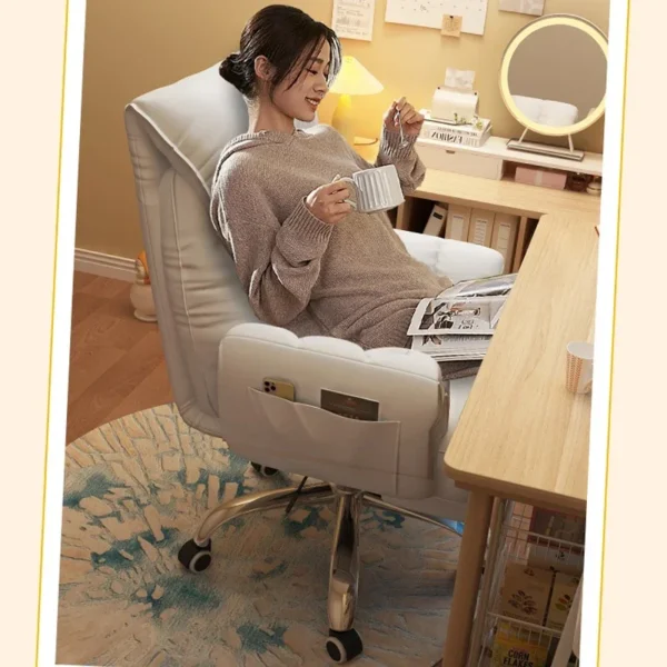 Gaming Chair Soft Comfortable Ergonomic Office Chair 4D Adjustable Armrest Headrest Recliner for Women 160° Lie Flat Boss Chair - Image 2