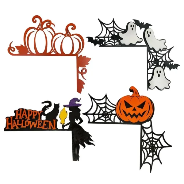 Halloween Door Corner Sign Pumpkin Ghost Witch Wooden Hanging Ornament Halloween Party Home Wall Door Frame Decoration - Image 5